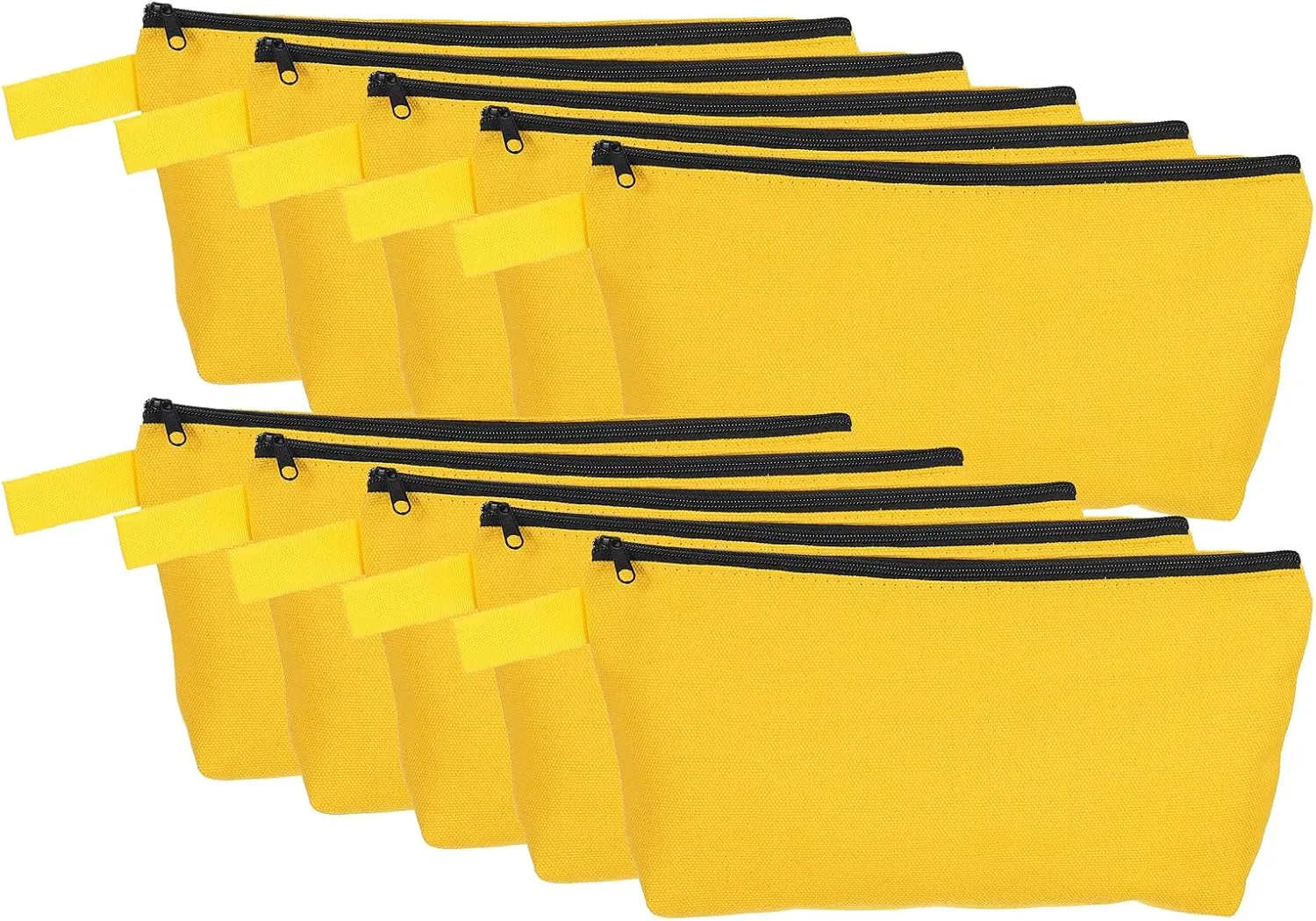 uxcell Canvas Makeup Bags, 10 Pcs Travel Cosmetic Bags Bulk, Multipurpose Plain Toiletry Zipper Pouches Blank DIY Craft Bags Pencil Bag for Women Teens, Dark Yellow
