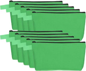 uxcell Canvas Makeup Bags, 10 Pcs Travel Cosmetic Bags Bulk, Multipurpose Plain Toiletry Zipper Pouches Blank DIY Craft Bags Pencil Bag for Women Teens, Green