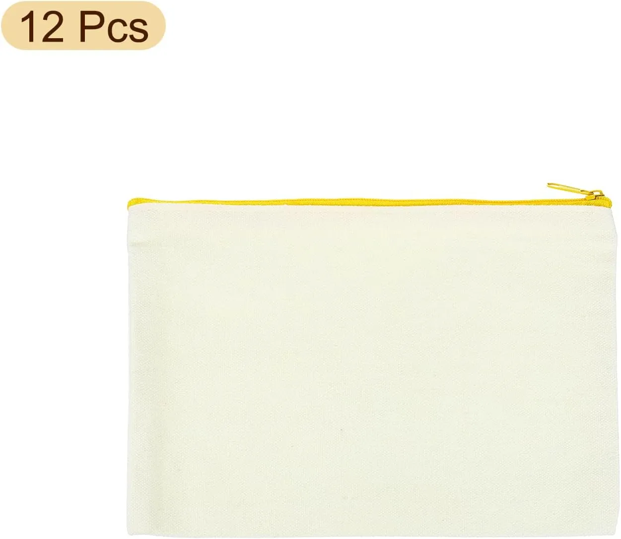 uxcell Canvas Makeup Bags, 12 Pcs Travel Cosmetic Bags Bulk, Multipurpose Blank Toiletry Zipper Pouches Blank DIY Craft Bags Pencil Bag for Women Teens, Yellow