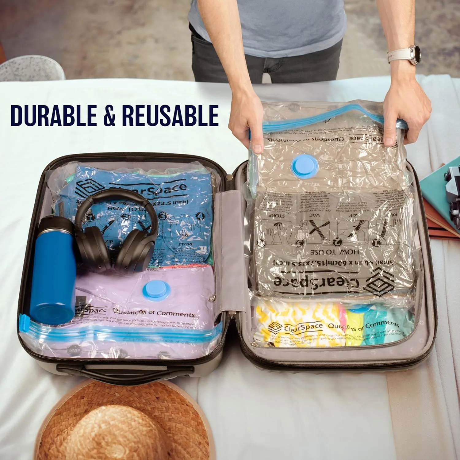 Vacuum Seal Bags for Clothing Travel, 30 Combo - Space Saver Vacuum Storage Bags, Blanket & Clothes Storage Bags Vacuum Sealed – Hand Pump Included, Bolsas Para Guardar Ropa Al Vacío