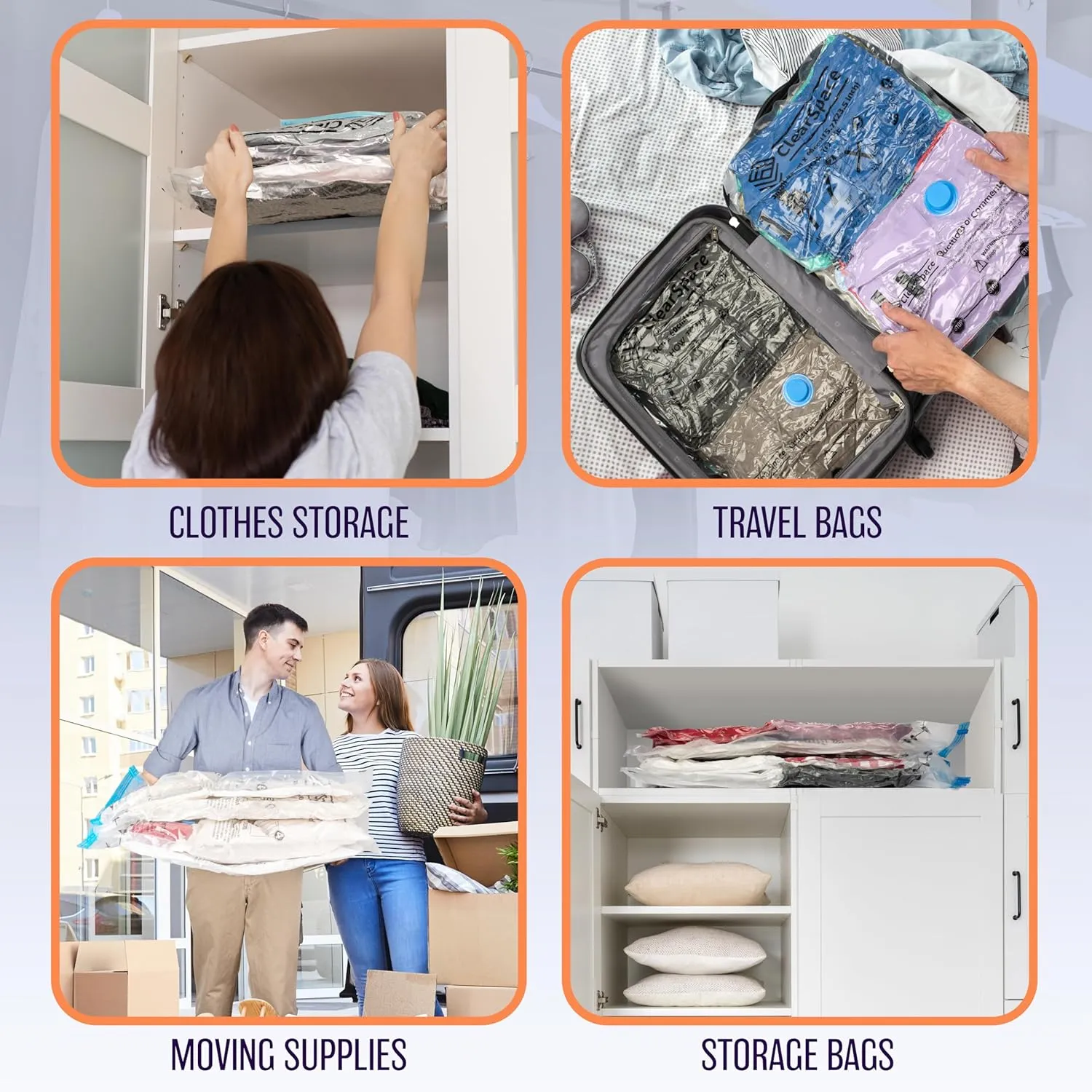 Vacuum Seal Bags for Clothing Travel, 30 Combo - Space Saver Vacuum Storage Bags, Blanket & Clothes Storage Bags Vacuum Sealed – Hand Pump Included, Bolsas Para Guardar Ropa Al Vacío