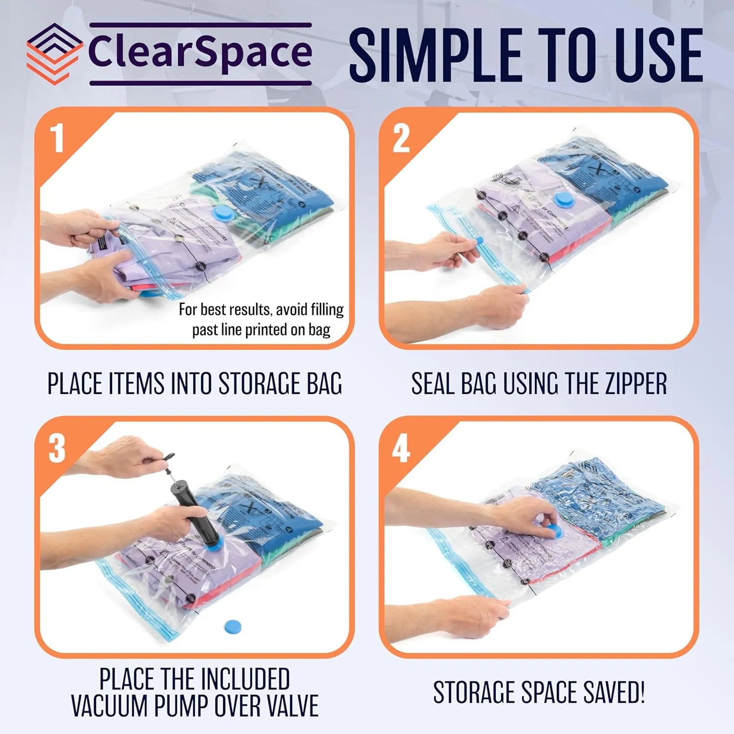 Vacuum Seal Bags for Clothing Travel, 30 Combo - Space Saver Vacuum Storage Bags, Blanket & Clothes Storage Bags Vacuum Sealed – Hand Pump Included, Bolsas Para Guardar Ropa Al Vacío