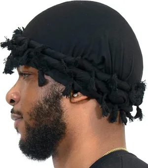 Veeta Superior Halo Turban Silk Satin Lined Head Wrap, Pre-Tied Tassel Turban for Men & Women, Turban Durag Wave Cap