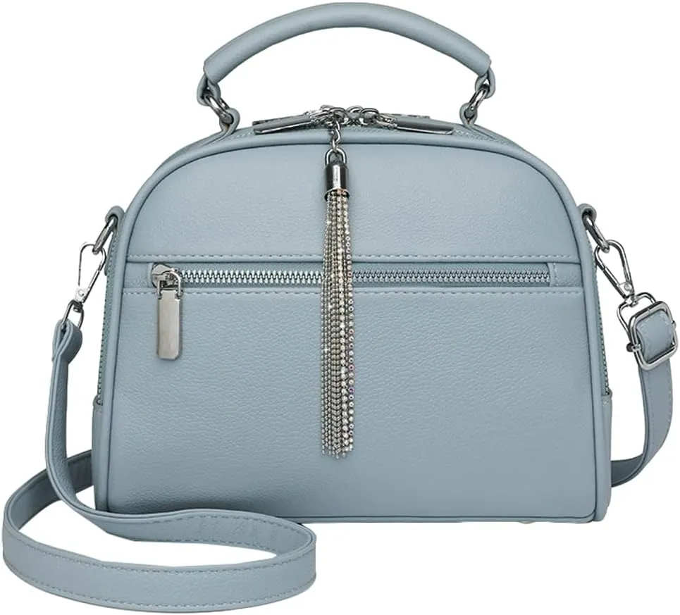 Ventilate Cross Body Bags for Women Textured Tote Zipper Shoulder Bag Vegan Leather Satchel Top Handle for Ladies