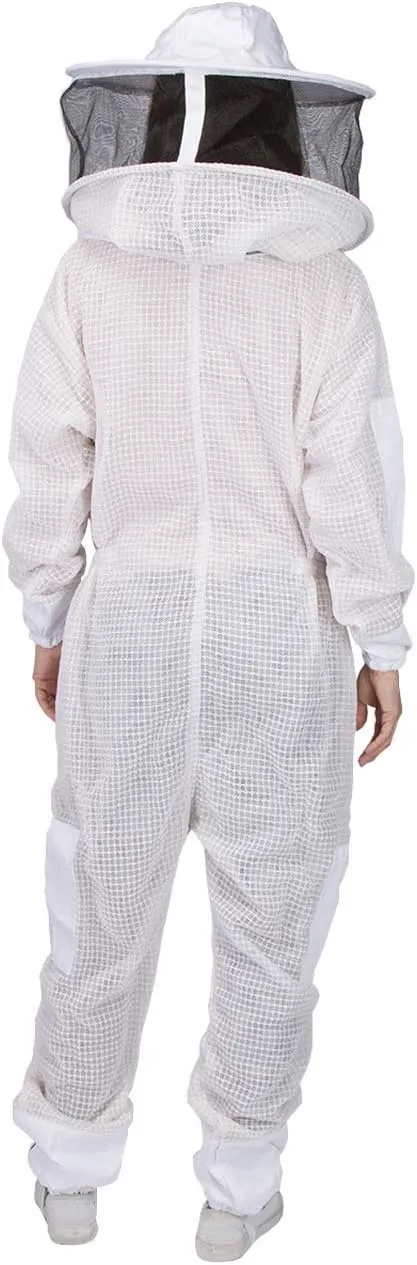 Ventilated Bee Suit & Bee Stickers YKK Metal Zippers – Men/Women - TOTAL PROTECTION - Round Veil Easily On/Off - 8 Pockets