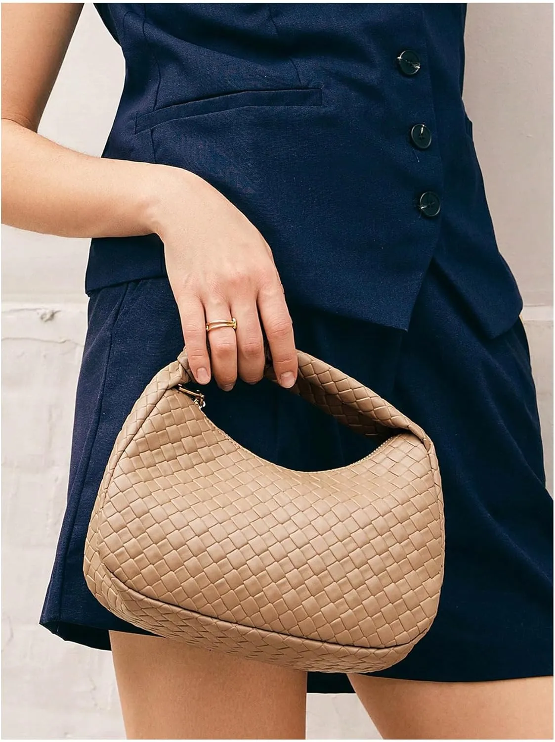 Verdusa Women's Hobo Bags Ruched PU Leather Handbag Clutch Purses Dumpling Pouch Bag