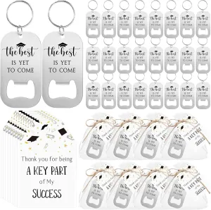 Vesici 50 Sets Graduation Party Favors 50 Beer Bottle Opener Keychains the Best Is Yet to Come Keychains with Thank You Cards Organza Bags 2025 Graduation Party Favors Gifts for Guests