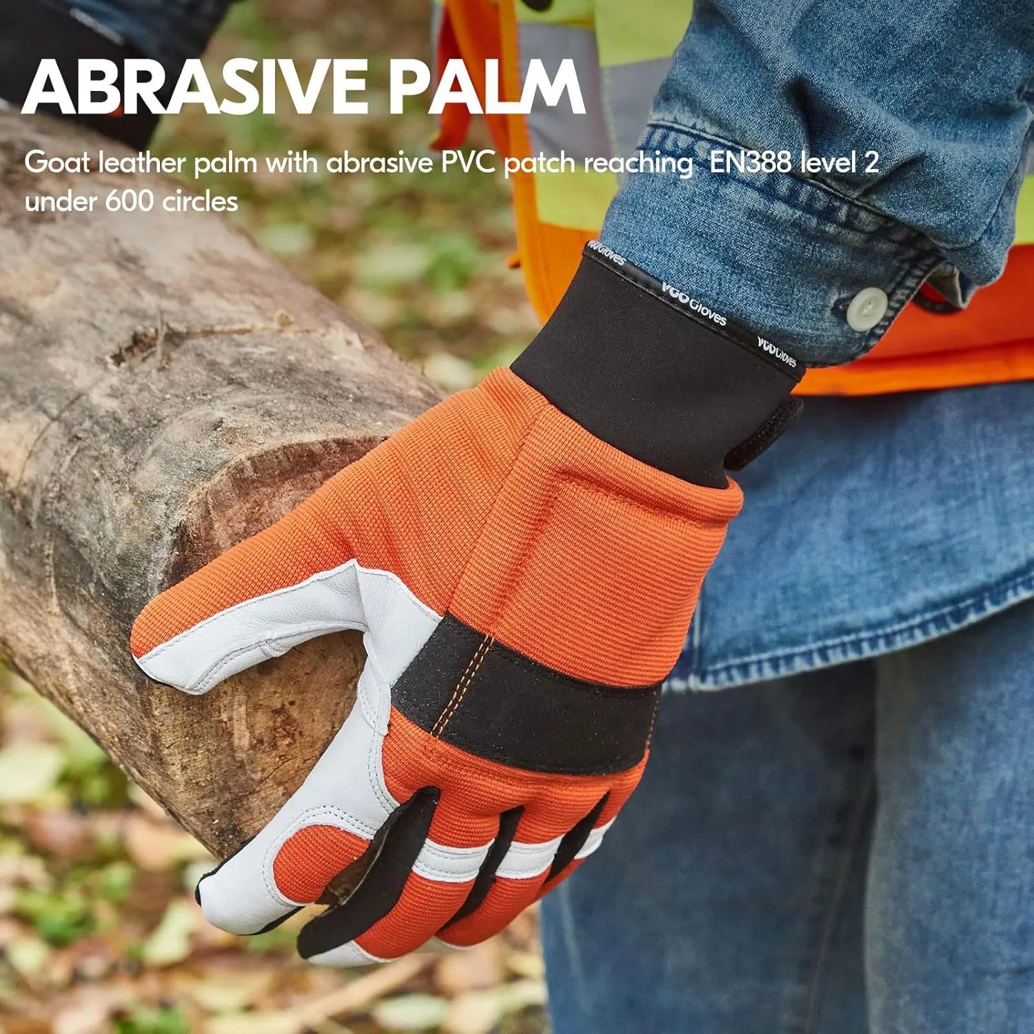 Vgo... 1Pair Chainsaw Gloves, 12-Layer Chainsaw Protection on Left Hand Back,Goat leather Work Gloves, Mechanic Gloves