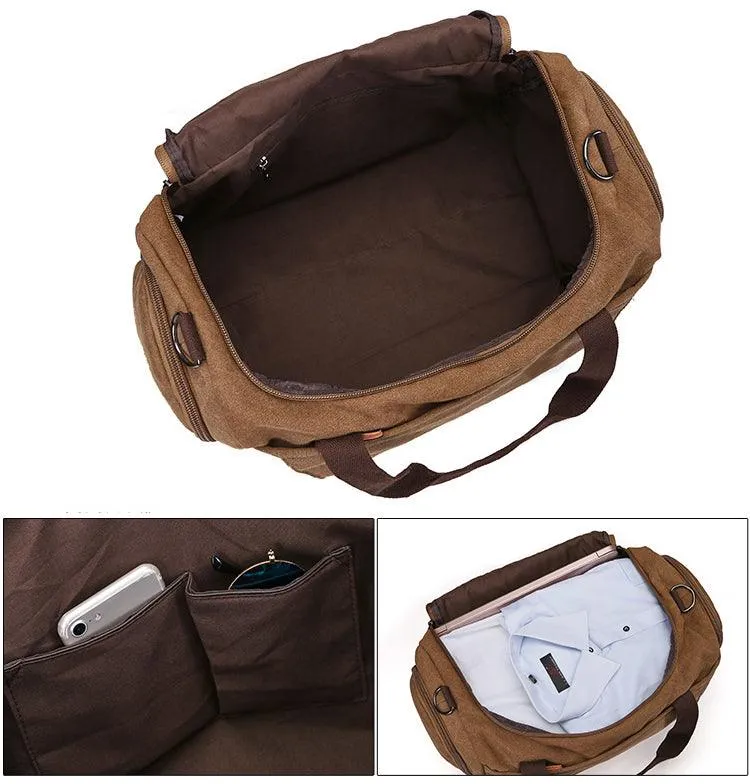 Vintage Canvas Large Capacity Travel Bag-Blue
