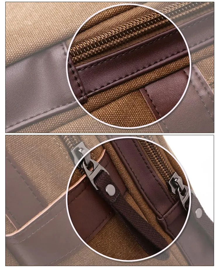 Vintage fashion Canvas High Capacity Laptop Travel Backpack-Khaki
