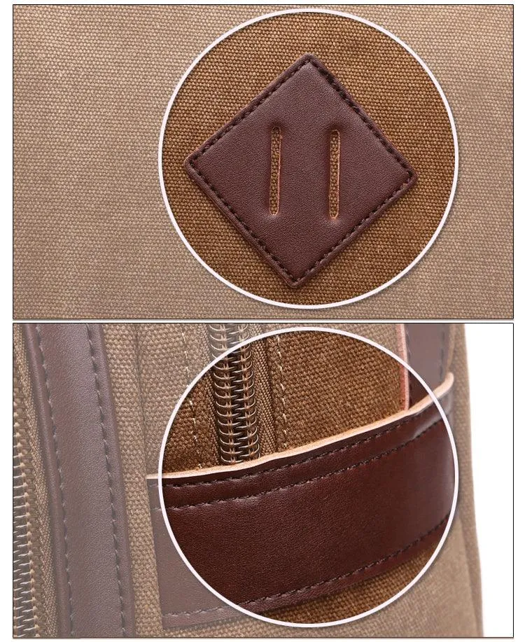 Vintage fashion Canvas High Capacity Laptop Travel Backpack-Khaki