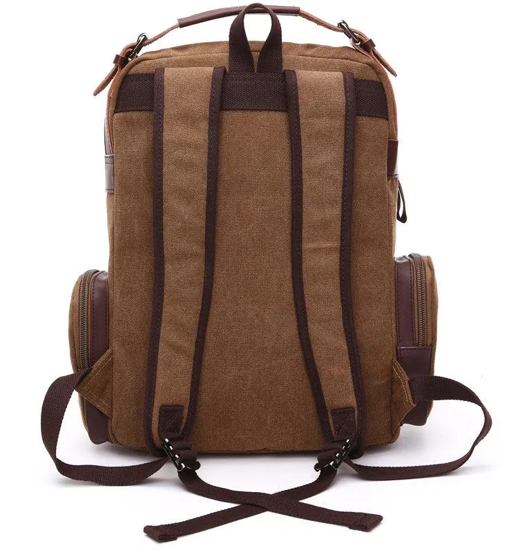 Vintage fashion Canvas High Capacity Laptop Travel Backpack-Khaki