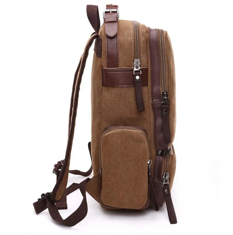 Vintage fashion Canvas High Capacity Laptop Travel Backpack-Khaki