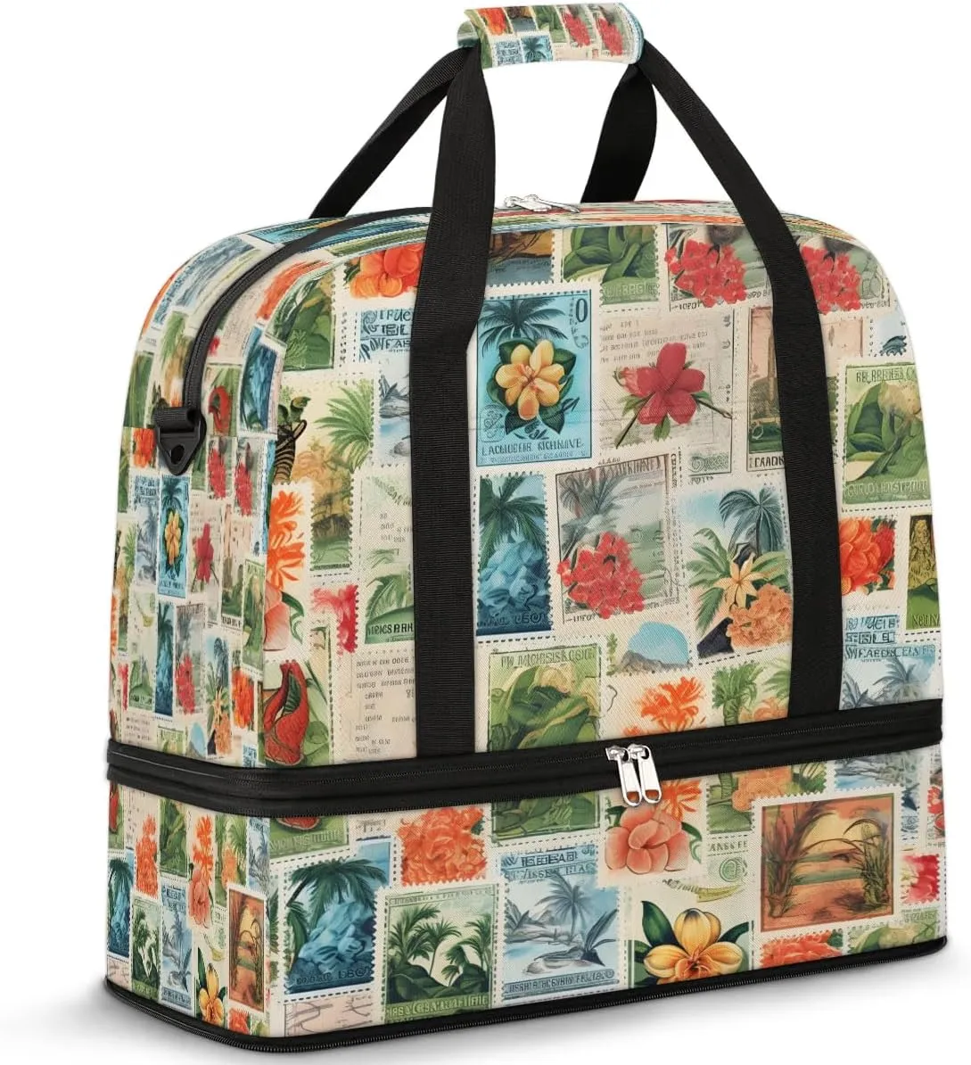 Vintage Newspaper Collage Travel Duffel Bag, Travel Essentials, Gym Bag for Women, Weekender Overnight Bag With Shoes Compartment, Carry On Bags for Airplanes