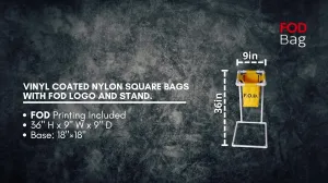 Vinyl Coated Square FOD Bag with PVC Stand - Suitable for Aerospace, Aviation Industry - Help Eliminate Foreign Object Debris - Square Fod Bag