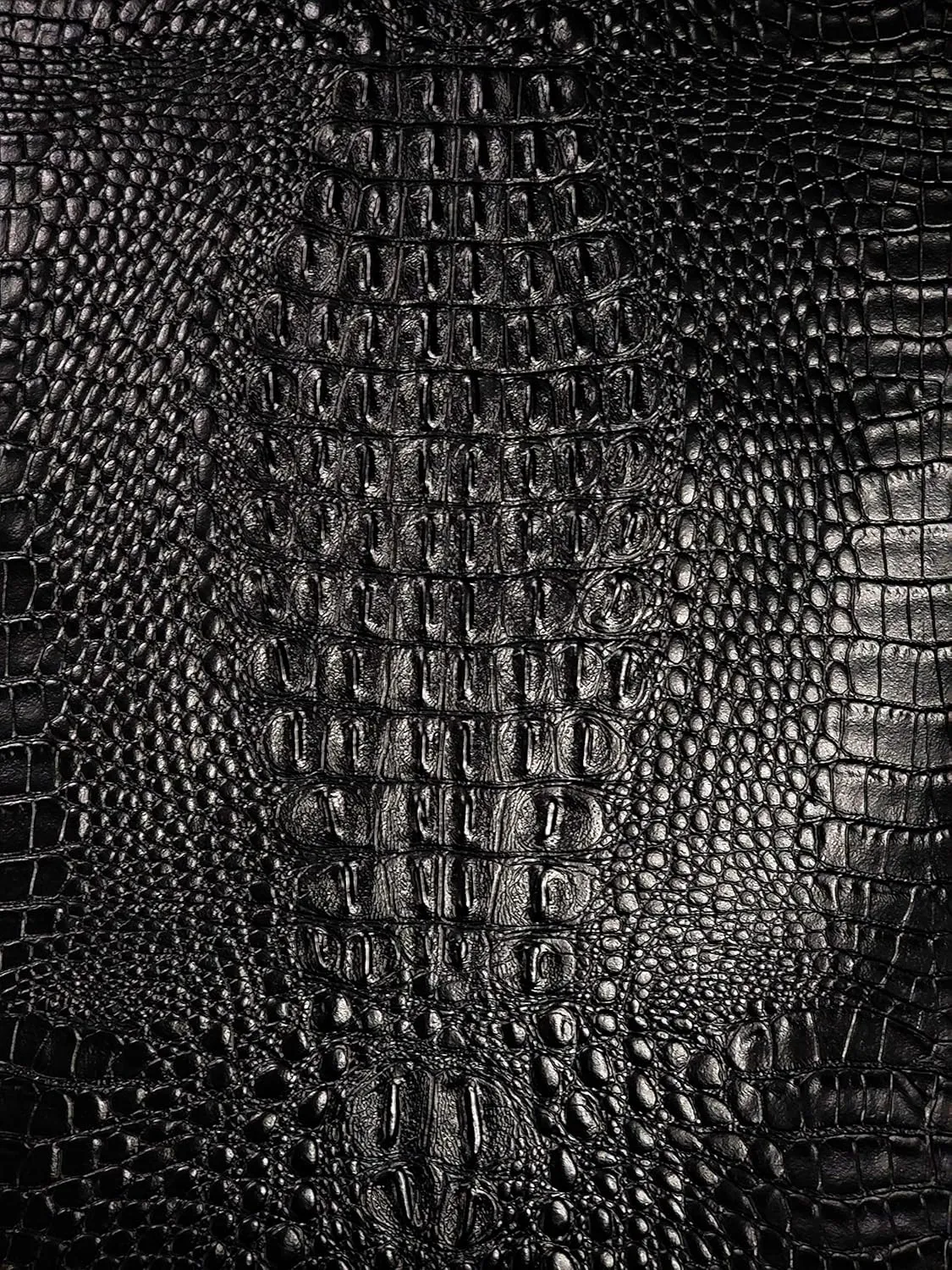 Vinyl Fabric Crocodile Gator Fake Leather Upholstery 54" Wide Sold by The Yard (SEMI Glossy Black)