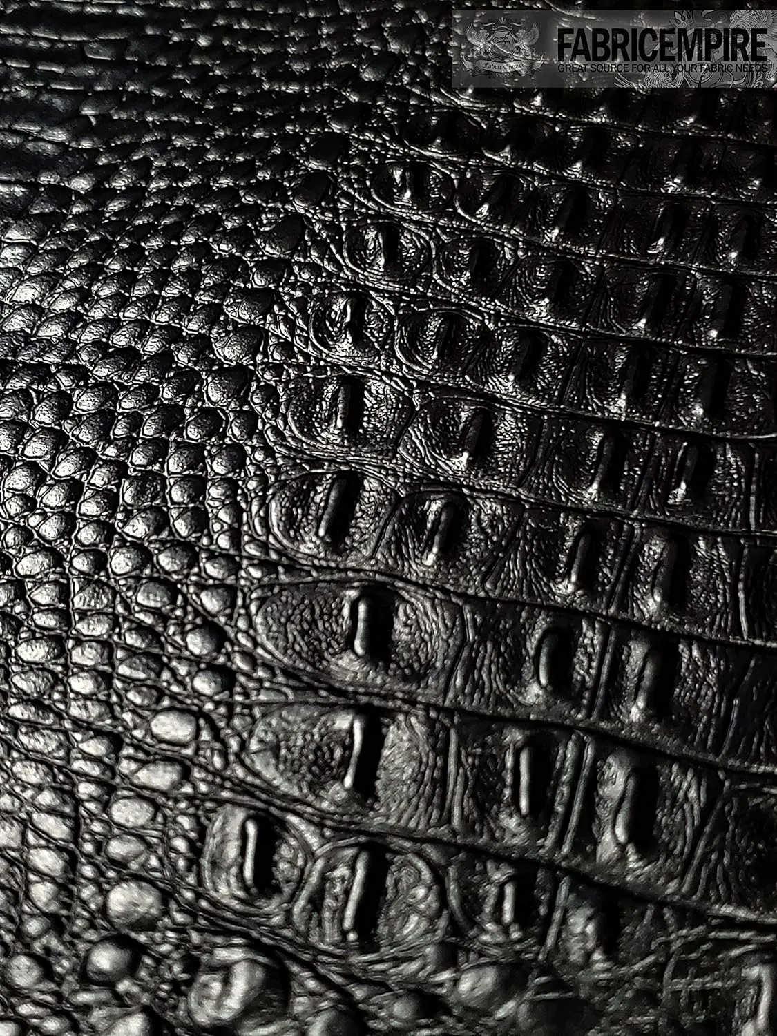 Vinyl Fabric Crocodile Gator Fake Leather Upholstery 54" Wide Sold by The Yard (SEMI Glossy Black)