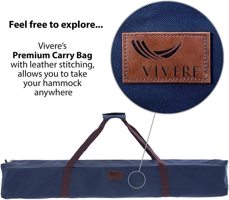 Vivere Double Sunbrella Hammock with Space Saving Steel Stand, 450 lb Capacity - Premium Carry Bag Included (Crimson)