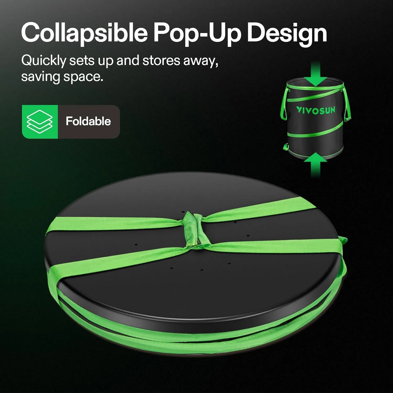 VIVOSUN 30-Gallon Collapsible Trash Can, Reusable Pop-Up Garden Bag with Hard-Shell Bottom, Leaf Scoops and Gloves, Yard Waste Container for Lawn Care and Camping
