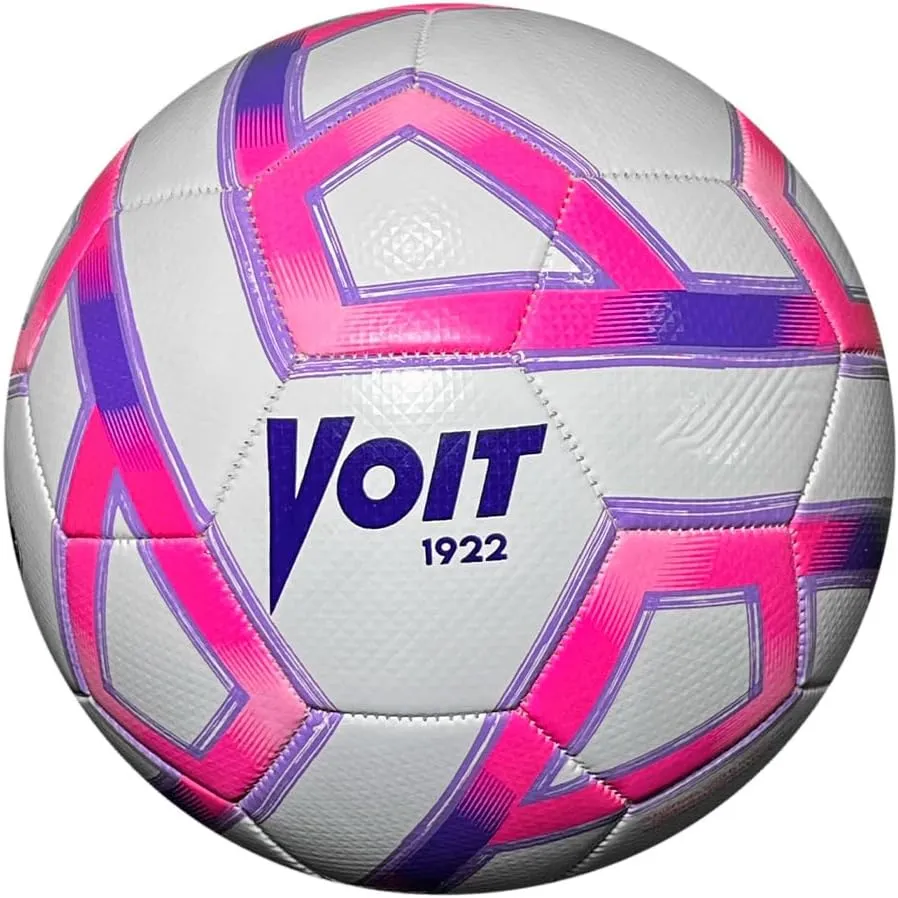 Voit Soccer Ball No. 5 Liga MX Apertura 2022, Durable Machine-Stitched Ball with Reinforced Pivot for Greater Air Retention, White and Pink