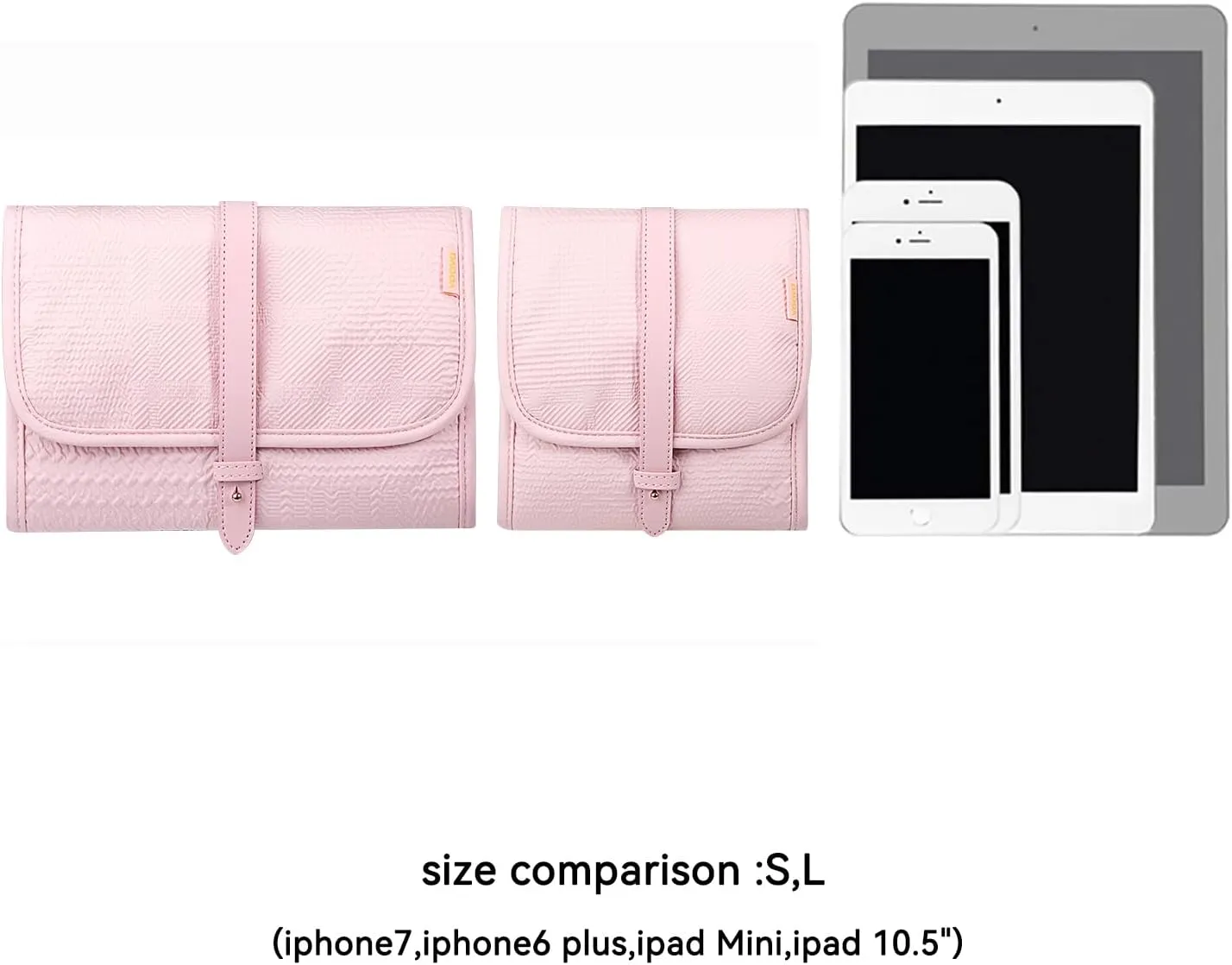 Voova Travel Jewelry Holder Organizer Case, Large Jewelry Storage Bag for Women Girls, Foldable Traveling Jewellery Pouch Roll for Necklaces Rings Earrings Bracelets, Light Pink