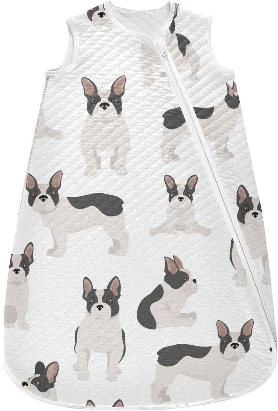 vvfelixl Unisex French Bulldog Pattern White Baby Sleeping Bag,Baby Wearable Blanket,Toddler Sleep Sack,Sleep Suit for Infant Newborn Babies 0-6 Months