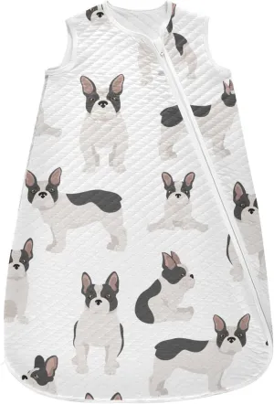 vvfelixl Unisex French Bulldog Pattern White Baby Sleeping Bag,Baby Wearable Blanket,Toddler Sleep Sack,Sleep Suit for Infant Newborn Babies 0-6 Months