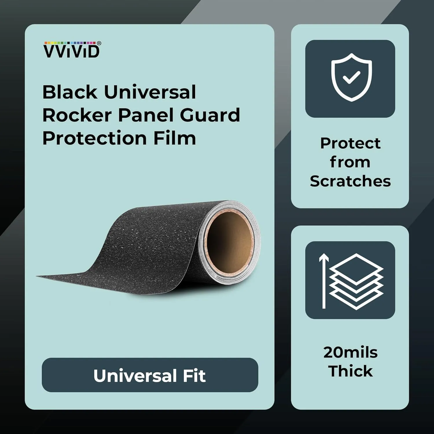 VViViD Black Indestructible Tape Rocker Panel Guard Truck Exterior Paint Protection Film kit for Road Debris and Damage (6" x 20ft)