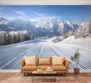 Wall Mural Peel and Stick Alpine Ski Area Large Wallpaper Self Adhesive Contact Paper Removable 3D Wall Sticker for Living Room Bedroom 94"x132"