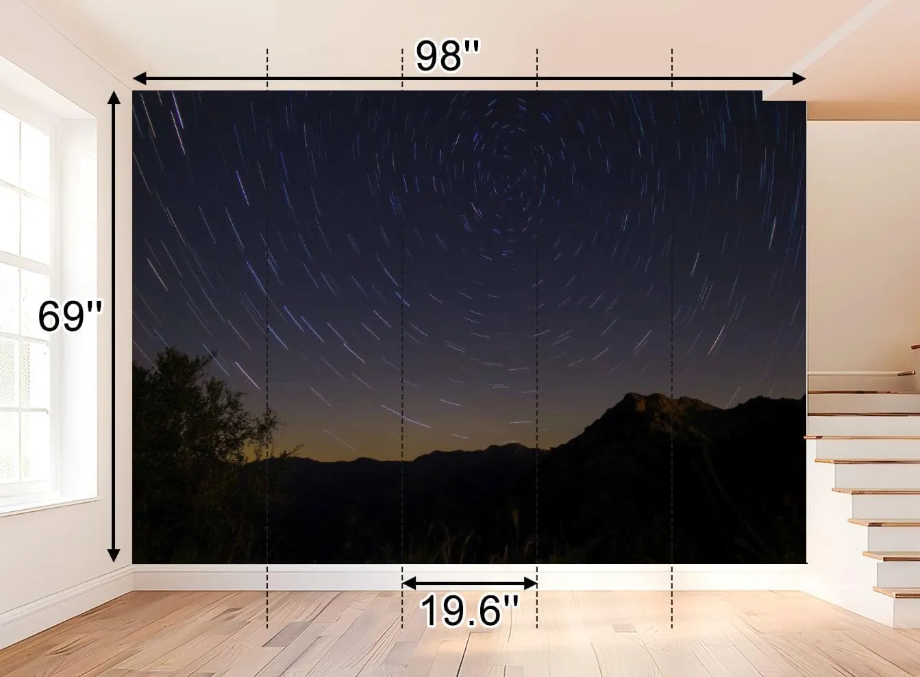 Wall Mural Peel and Stick Perseid Meteor Shower Stars Large Wallpaper Self Adhesive Contact Paper Removable 3D Wall Sticker for Living Room Bedroom 69"x98"