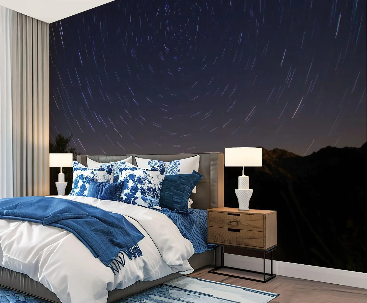 Wall Mural Peel and Stick Perseid Meteor Shower Stars Large Wallpaper Self Adhesive Contact Paper Removable 3D Wall Sticker for Living Room Bedroom 69"x98"