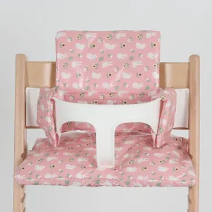 Waterproof & Compatible Stokke Tripp Trapp Cushion Set for Newborn Baby - Easy to Clean Stokke Tripp Trapp Newborn Set - 100% Cotton Stokke High Chair Cushion Set (Pink Bunny / 49.5 Counts)