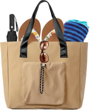 Waterproof Beach Bag Large Beach Bags for Women with Zipper Large Gym Tote Handbag for Vacation Holiday