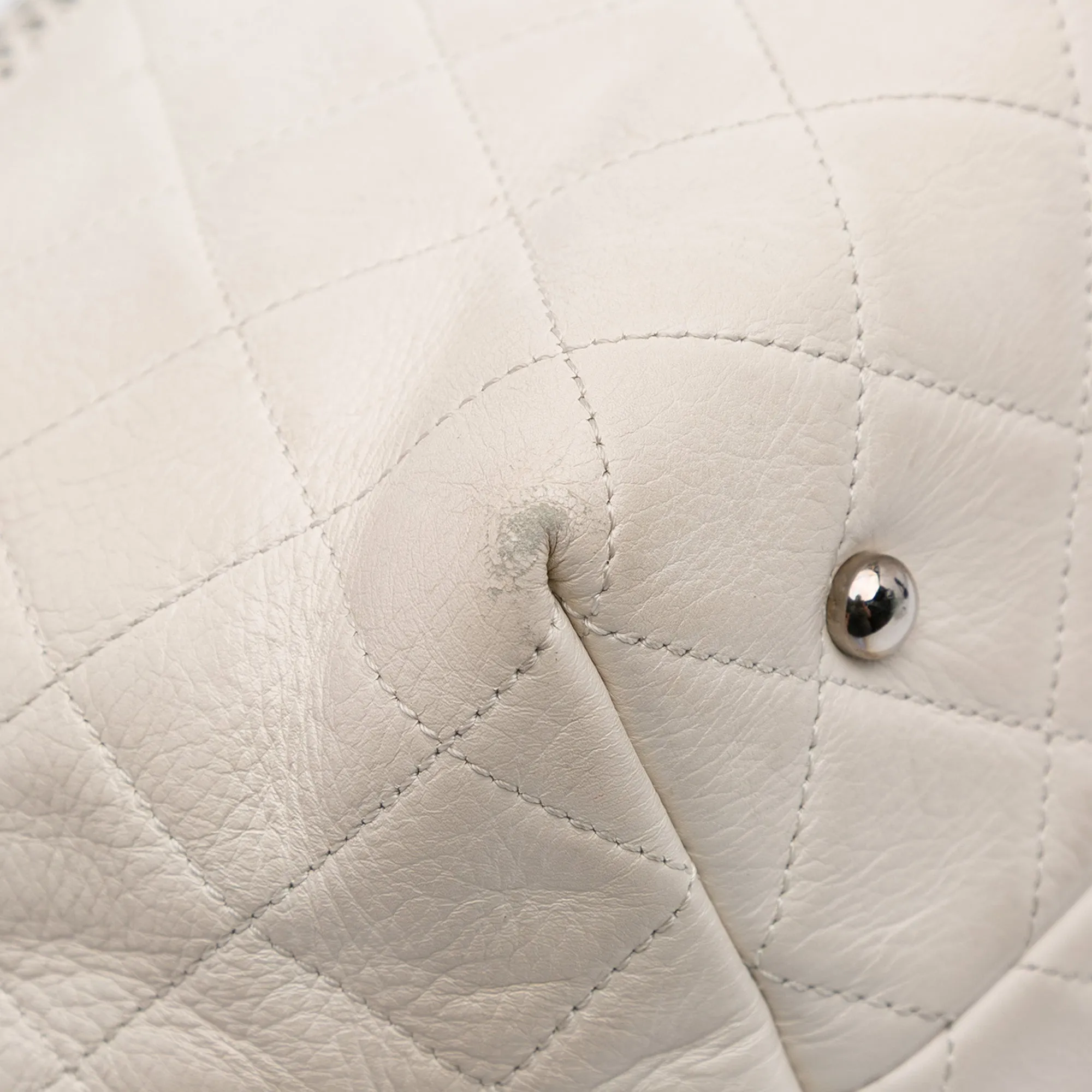White Chanel Perforated Calfskin Up In The Air North South Tote