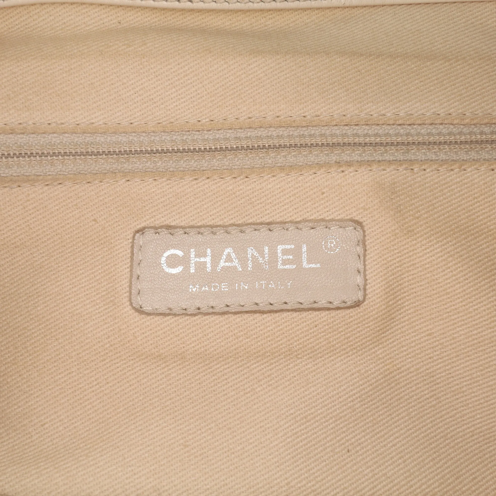 White Chanel Perforated Calfskin Up In The Air North South Tote