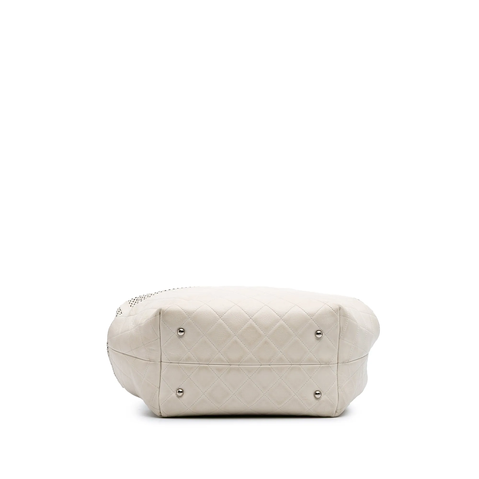 White Chanel Perforated Calfskin Up In The Air North South Tote