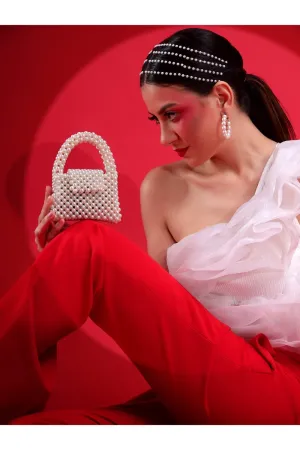 White Ladies Purse Pearls Shoulder Bag For Women