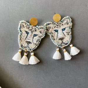 White Panther Earrings