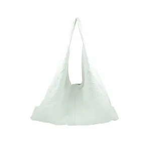 White Textured Hobo Bag