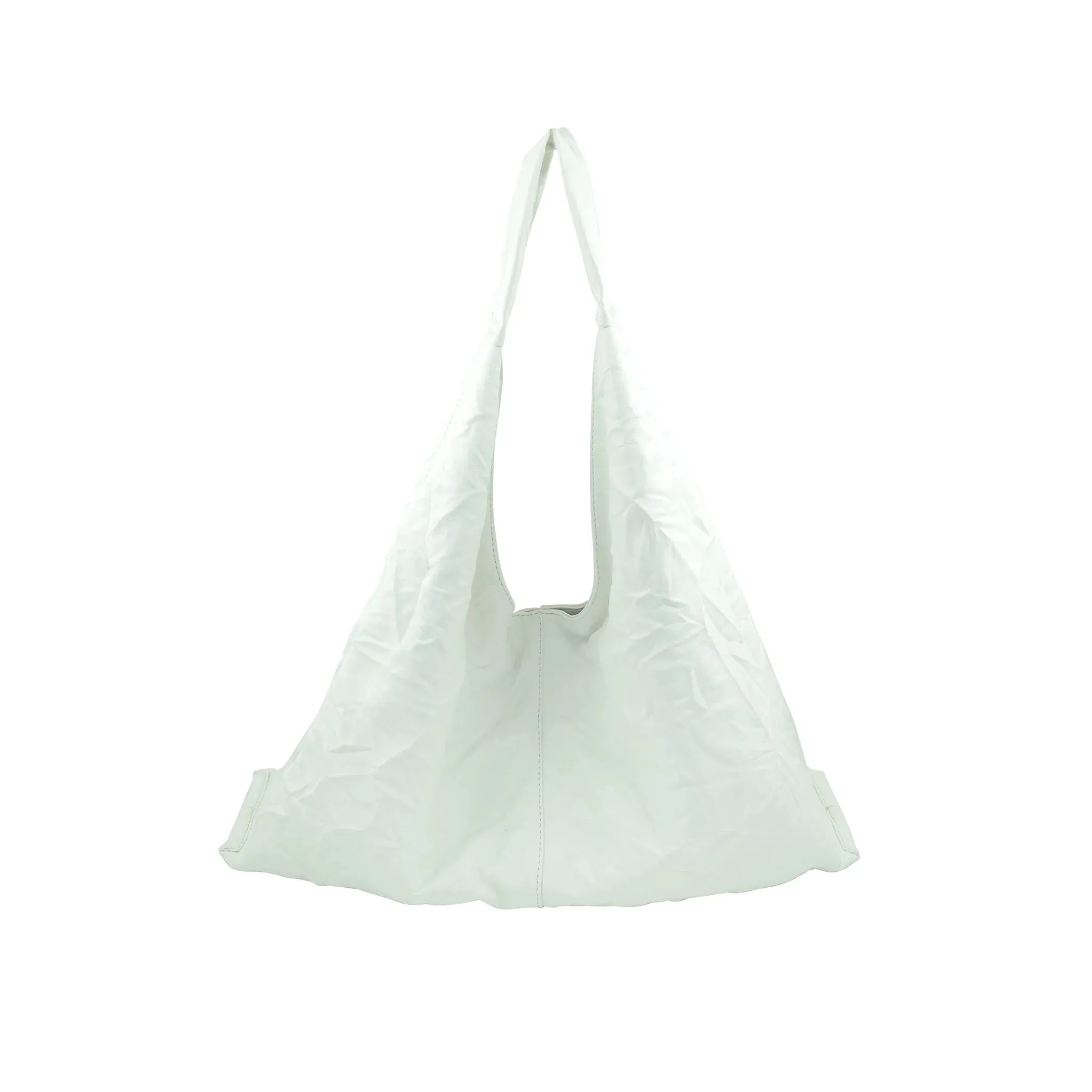 White Textured Hobo Bag