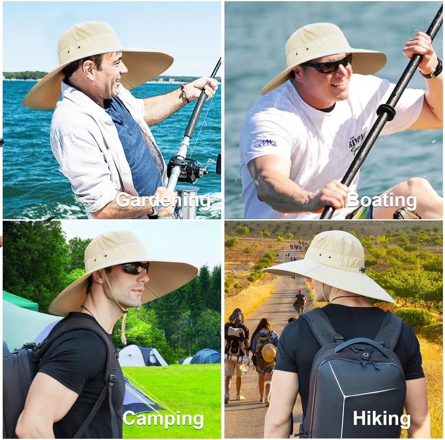 Wide Brim Sun Hat for Men Women UV Protection Ventilated Summer Hats for Fishing Hiking Garden Beach
