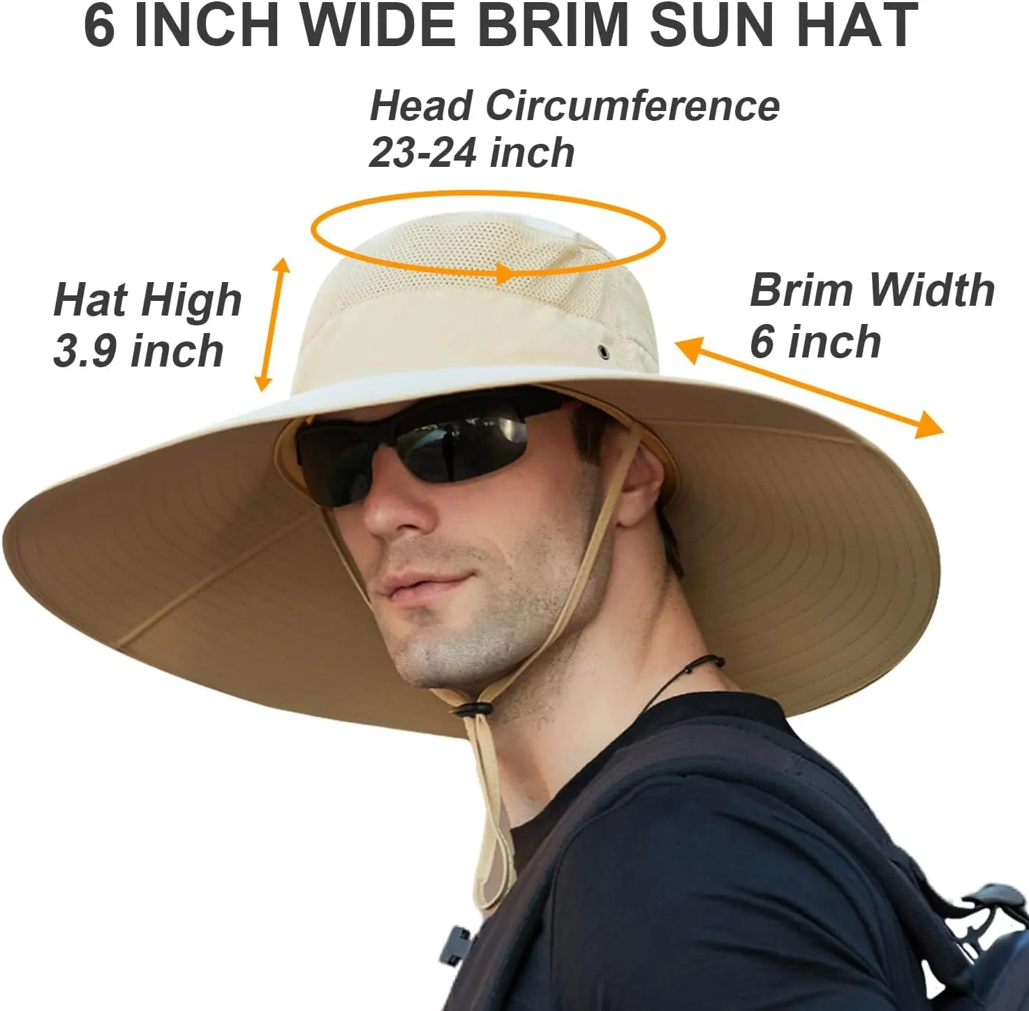 Wide Brim Sun Hat for Men Women UV Protection Ventilated Summer Hats for Fishing Hiking Garden Beach