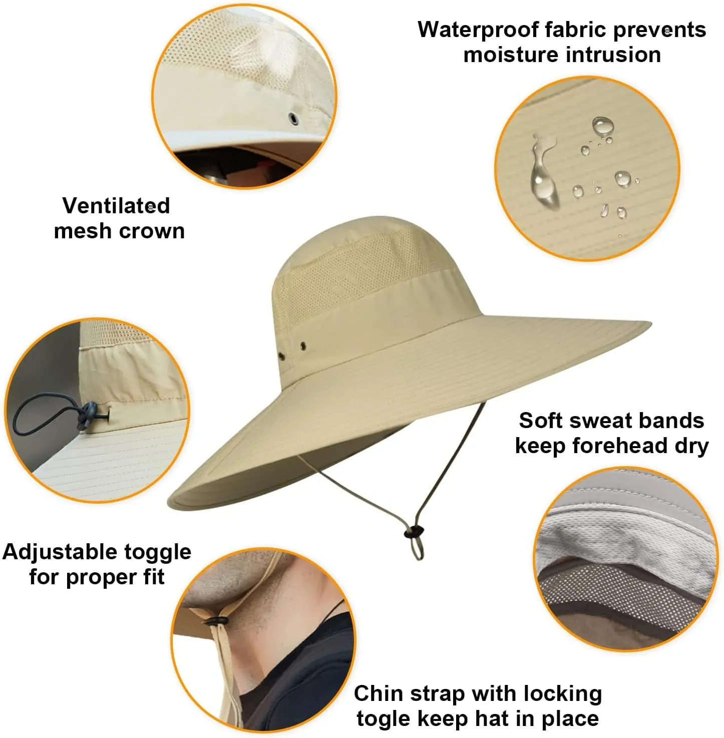 Wide Brim Sun Hat for Men Women UV Protection Ventilated Summer Hats for Fishing Hiking Garden Beach
