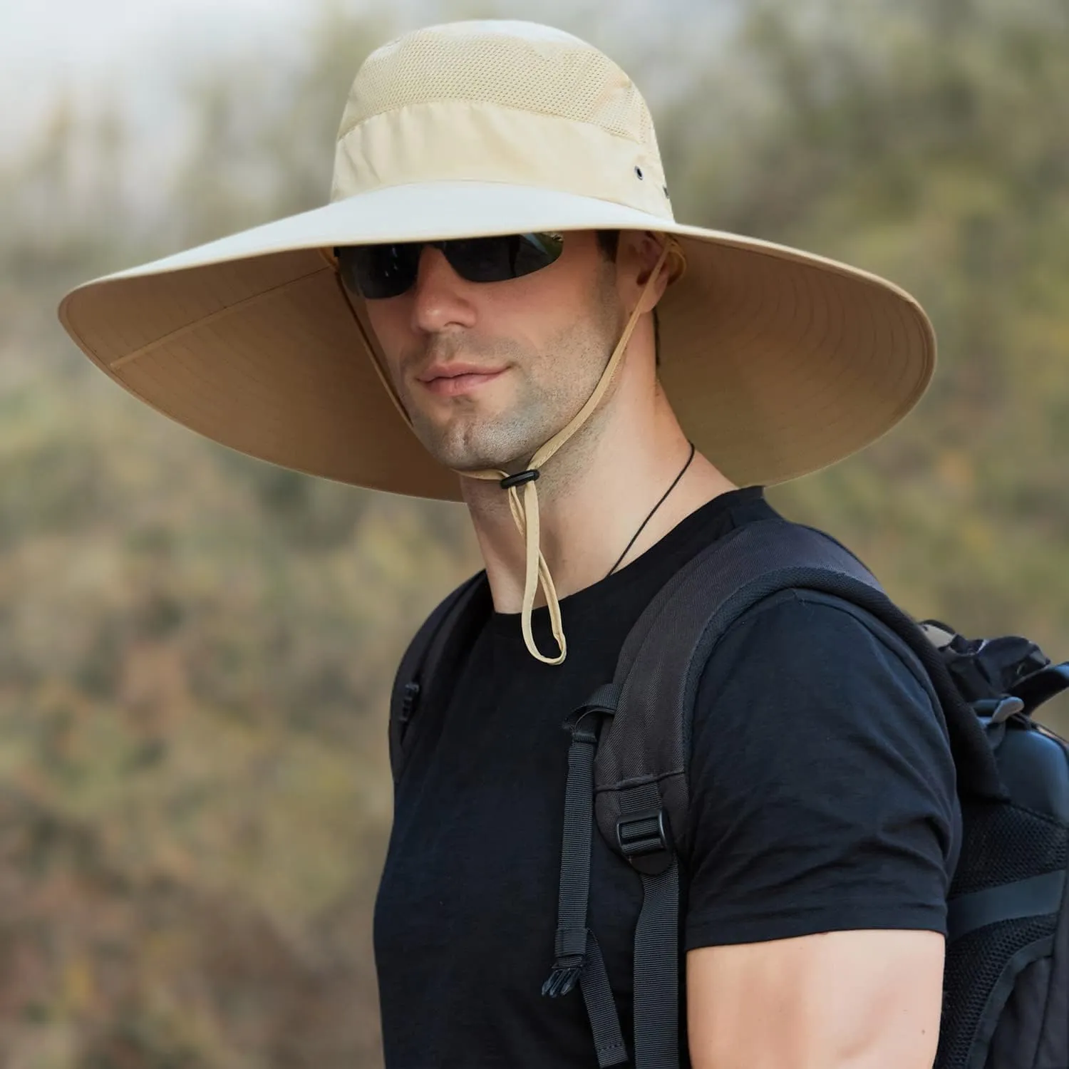 Wide Brim Sun Hat for Men Women UV Protection Ventilated Summer Hats for Fishing Hiking Garden Beach