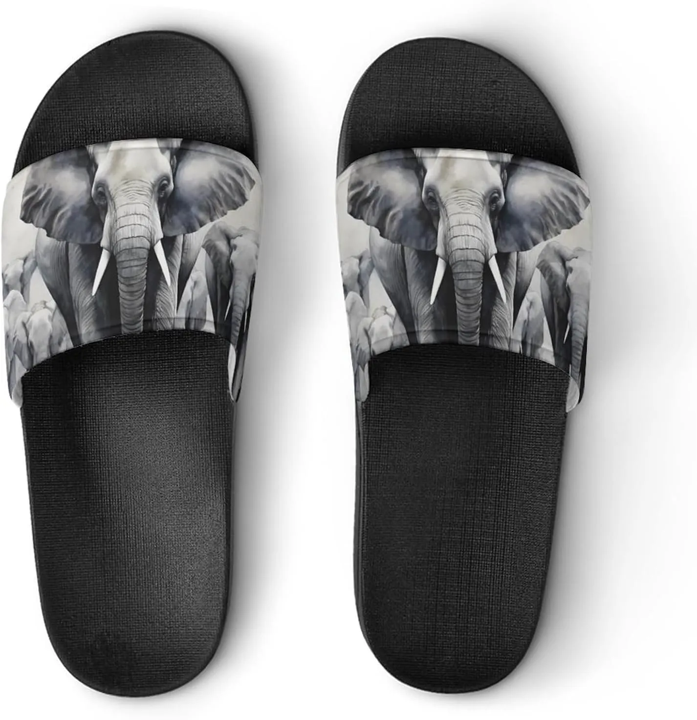 Wild Elephant Family Non Slip Slides Sandals for Women Men Quick Drying Shower Shoes for Bathroom Pool Beach