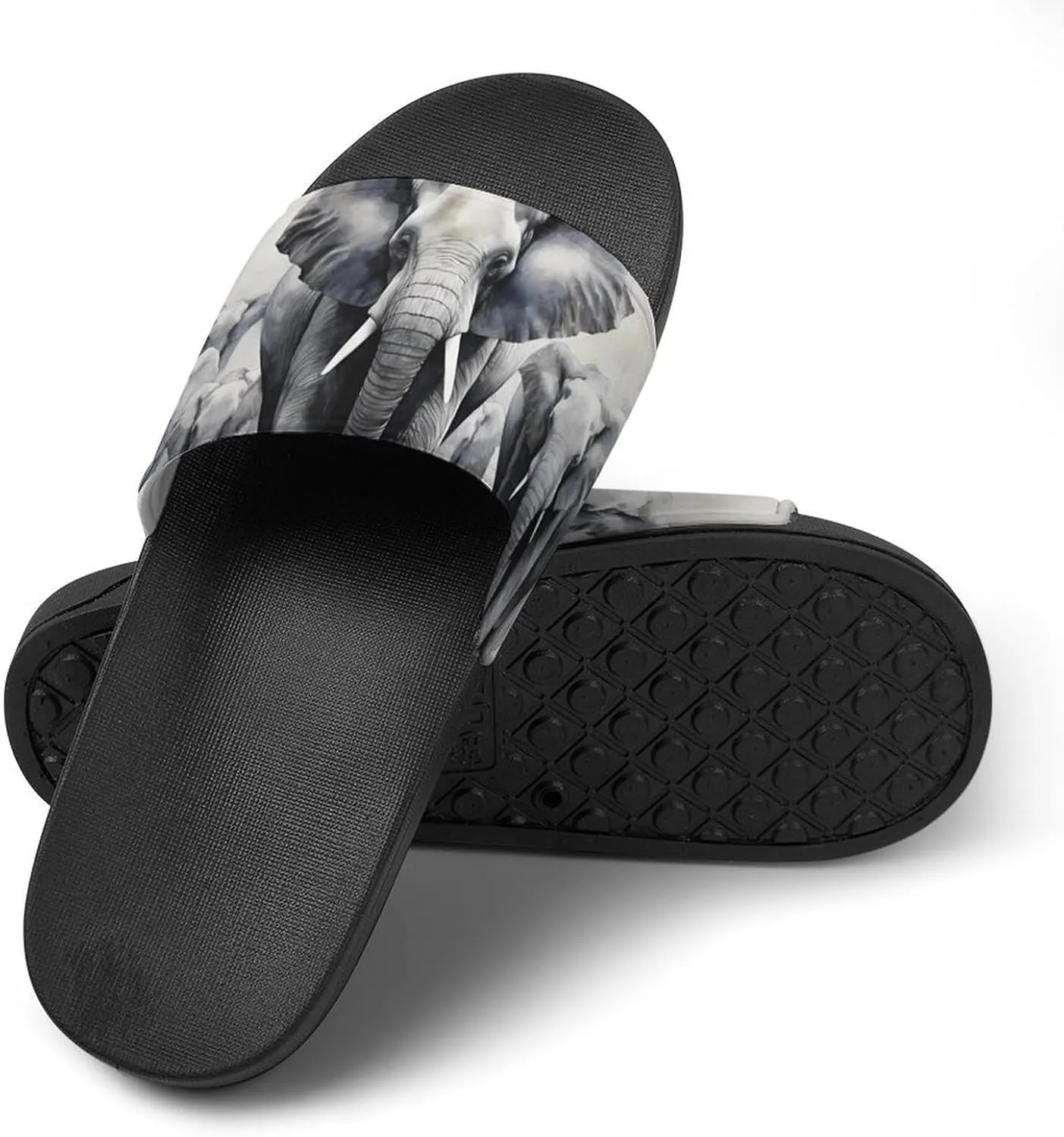 Wild Elephant Family Non Slip Slides Sandals for Women Men Quick Drying Shower Shoes for Bathroom Pool Beach