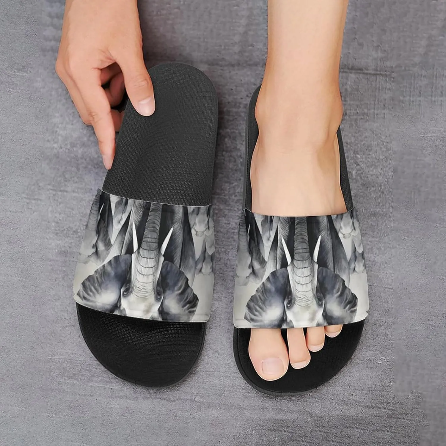 Wild Elephant Family Non Slip Slides Sandals for Women Men Quick Drying Shower Shoes for Bathroom Pool Beach