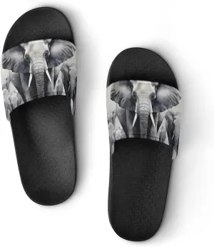 Wild Elephant Family Non Slip Slides Sandals for Women Men Quick Drying Shower Shoes for Bathroom Pool Beach