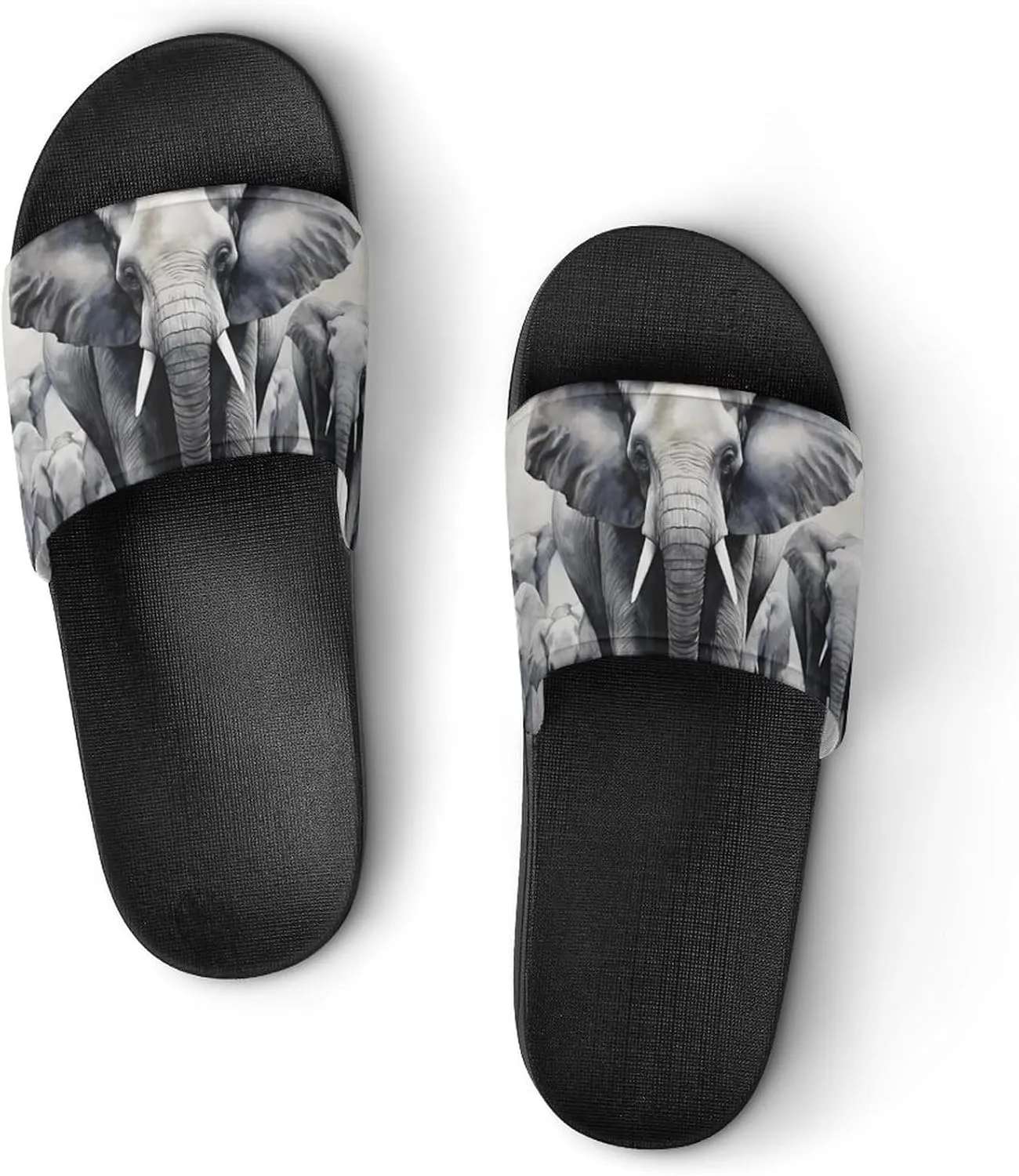 Wild Elephant Family Non Slip Slides Sandals for Women Men Quick Drying Shower Shoes for Bathroom Pool Beach