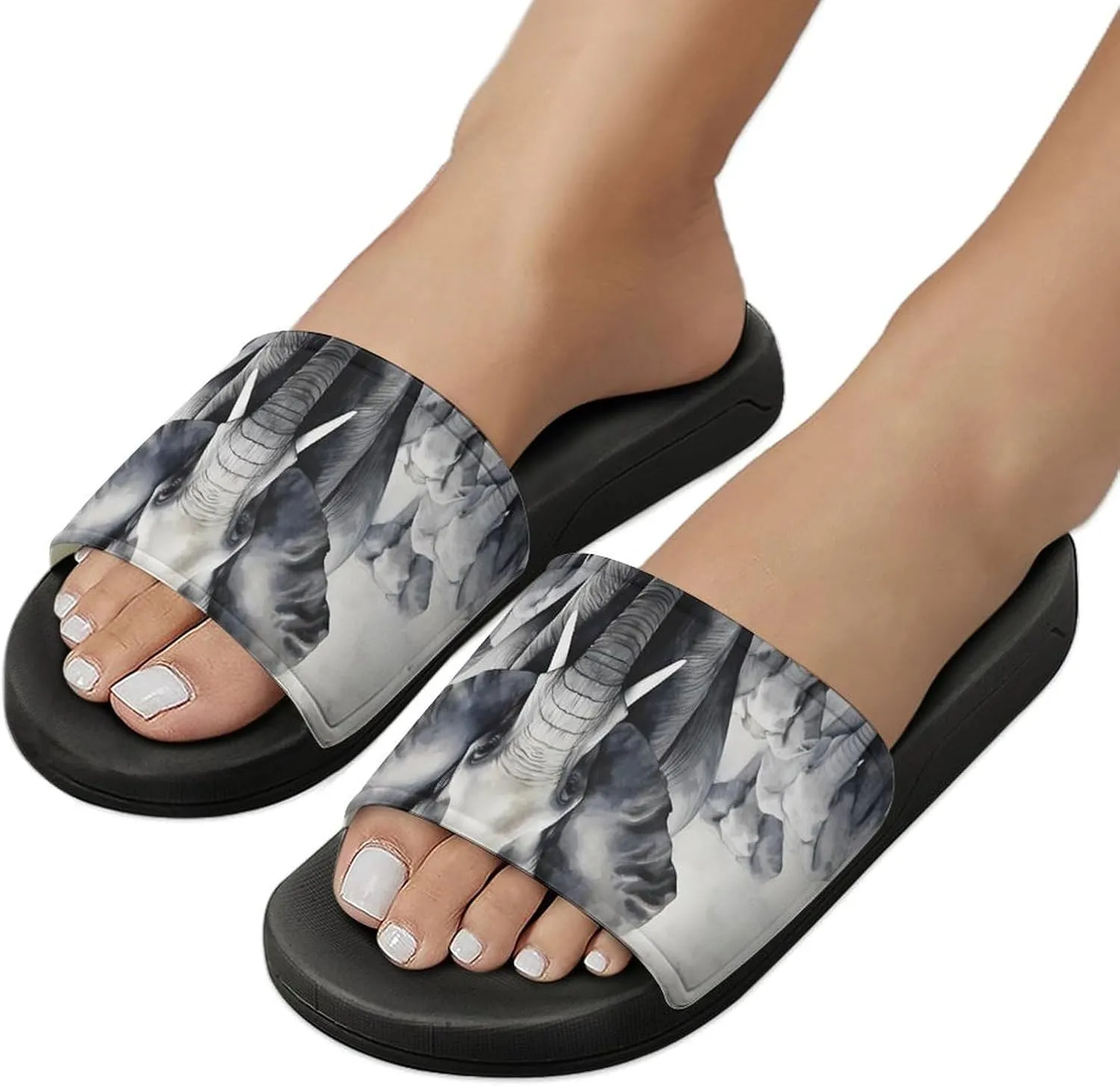 Wild Elephant Family Non Slip Slides Sandals for Women Men Quick Drying Shower Shoes for Bathroom Pool Beach
